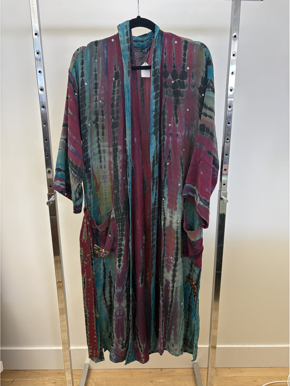 Multicolor Tunic Robe with Floral Sequin Accents